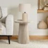 LuxenHome Stone Pattern Manufactured Wood 19.7-Inch Tall Round End And Side Table Beige