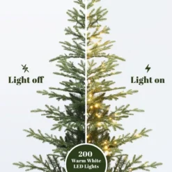 LuxenHome 5.5Ft Pre-Lit Artificial Fir Christmas Tree, Realistic Green Branches & Decorative Planter -LuxenHome GUEST 2db4c41c e90d 4f24 a81c 399350e45ad8