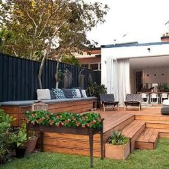 LuxenHome 50" W Brown Metal Rectangular Raised Garden Planter -LuxenHome GUEST 2dbcbda0 394c 41da 870f 899aad276c56