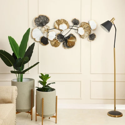 LuxenHome White, Black, And Gold Metal Ginkgo Leaves Modern Wall Decor 1 LuxenHome White, Black, And Gold Metal Ginkgo Leaves Modern Wall Decor