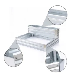 LuxenHome 2-Tier Rectangular Galvanized Steel Raised Garden Bed Planter 14 LuxenHome 2-Tier Rectangular Galvanized Steel Raised Garden Bed Planter -LuxenHome GUEST 2eda4827 8b69 4f44 880a 69ca8ce97648