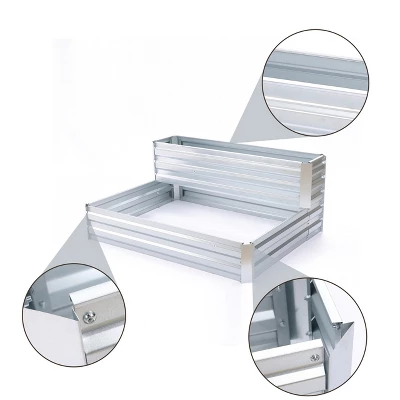 LuxenHome 2-Tier Rectangular Galvanized Steel Raised Garden Bed Planter 7 LuxenHome 2-Tier Rectangular Galvanized Steel Raised Garden Bed Planter - Image 7