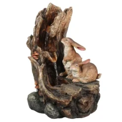 LuxenHome Resin Two Bunnies Tree Stump Outdoor Fountain With LED Lights 13 LuxenHome Resin Two Bunnies Tree Stump Outdoor Fountain With LED Lights -LuxenHome GUEST 2f54f893 5f94 4288 8063 94a63568cc2b