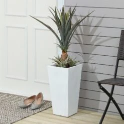 LuxenHome Square Tapered 18.5" H House Planters, Indoor & Outdoor White