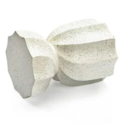 LuxenHome Off White With Gray Cement Hourglass Side Table -LuxenHome GUEST 31295d97 bc27 46ba 9199 0e1722fe6d4a