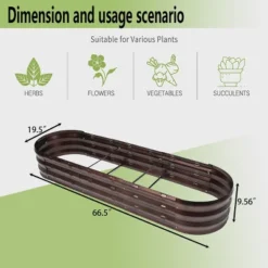 LuxenHome 5.5-Ft Oval Brown Metal Raised Garden Bed Planter -LuxenHome GUEST 313d6be4 ecd1 4d3b a240 ed101528626a