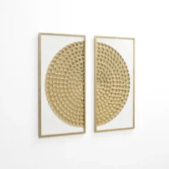 LuxenHome 2-Piece White & Distressed Gold Metal Wall Art Set, Modern Rustic Home Decor -LuxenHome GUEST 3140ce63 f197 487b 99cc 8476c19ef278