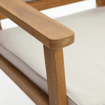 LuxenHome Outdoor Acacia Wood Rope Back Loveseat With Cushions And Coffee Table Set 8 LuxenHome Outdoor Acacia Wood Rope Back Loveseat With Cushions And Coffee Table Set - Image 8