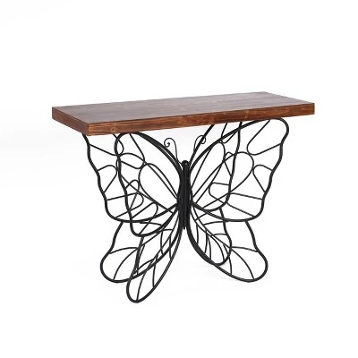 LuxenHome Wood Top Metal Butterfly Accent Console And Entry Table 8 LuxenHome Wood Top Metal Butterfly Accent Console And Entry Table - Image 8
