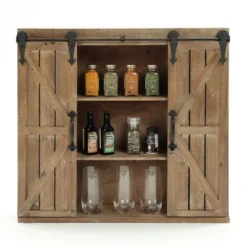 LuxenHome Farmhouse Wood Sliding 2-Door Wall Storage Cabinet -LuxenHome GUEST 34bc25b8 54c2 46d9 96e7 68218ce9eec0