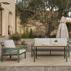 LuxenHome 4-Piece Outdoor Aluminum With Wood-Style Plastic Patio Set With Cushions 13 LuxenHome 4-Piece Outdoor Aluminum With Wood-Style Plastic Patio Set With Cushions -LuxenHome GUEST 35970aa8 97ad 4264 9726 ca0552be9738