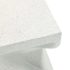 LuxenHome Speckled White MgO Square Twisted Side Table -LuxenHome GUEST 360f06ce 4c00 4642 96a4 8641299db408