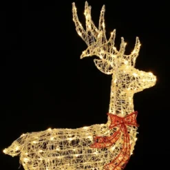 LuxenHome 3-Piece Deer Family Outdoor Holiday Decoration Set With Lights And Timer White, Red -LuxenHome GUEST 369a23f0 5ea0 4acf b280 dbc8cacf7356