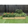 LuxenHome All Wood Two Sections Outdoor Raised Garden Bed Brown