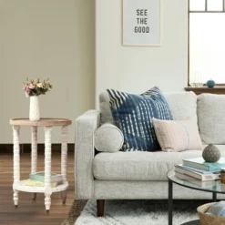 LuxenHome White And Natural Wood Round Accent Side Table With Storage. 10 LuxenHome White And Natural Wood Round Accent Side Table With Storage. -LuxenHome GUEST 39d68126 5417 4fd5 b7f2 1df0d66cef11