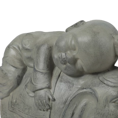 LuxenHome 14.5" Gray MgO Buddha Monk And Elephant Garden Statue 4 LuxenHome 14.5" Gray MgO Buddha Monk And Elephant Garden Statue - Image 4