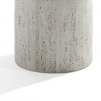 LuxenHome Rustic Outdoor Side Table, 20" Concrete End Tables For Patio,Off White And Gray Weathered Round Table,Decorative Garden Stool Off-White 6 LuxenHome Rustic Outdoor Side Table, 20" Concrete End Tables For Patio,Off White And Gray Weathered Round Table,Decorative Garden Stool Off-White - Image 6