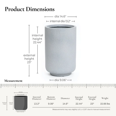 LuxenHome Concrete-Look Planter – Gray Round MgO Pot With Drainage Hole 2 LuxenHome Concrete-Look Planter – Gray Round MgO Pot With Drainage Hole - Image 2