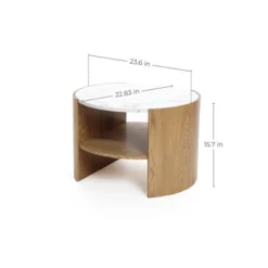 LuxenHome Natural Finish Manufactured Wood 23.6-Inch Round Coffee Table With Faux Marble Top Brown 13 LuxenHome Natural Finish Manufactured Wood 23.6-Inch Round Coffee Table With Faux Marble Top Brown -LuxenHome GUEST 3bd8cac8 35c8 4b81 b82f 4a27e26a5d3b