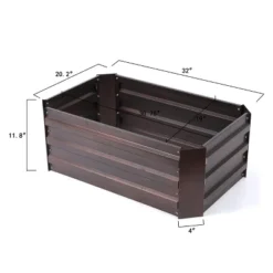 LuxenHome Brown Metal 32" X 20.2" Rectangular Garden Bed -LuxenHome GUEST 3bf1595f e60f 472b b2ab e584072ebbf3