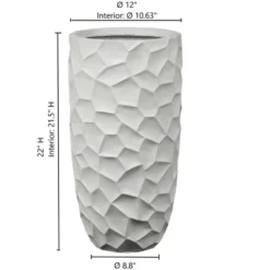 LuxenHome White MgO Geometric Pattern 22" Tall Round Planter 12 LuxenHome White MgO Geometric Pattern 22" Tall Round Planter -LuxenHome GUEST 3c5602a2 2f28 431a 8da1 d8bd31637c7e