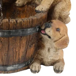 LuxenHome Resin Puppies And Water Pump Outdoor Fountain With LED Light -LuxenHome GUEST 3c69f035 f41f 4827 a896 abee7b24974c