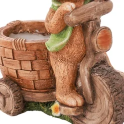 LuxenHome Brown Bunny On A Bicycle MgO Planter -LuxenHome GUEST 3c727eae 6aea 4b6d b137 8ca61720caf4