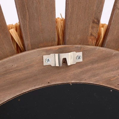 LuxenHome 24" Round Boho Style Raffia Accent Wall Mirror Wall Decor Home Decor 10 LuxenHome 24" Round Boho Style Raffia Accent Wall Mirror Wall Decor Home Decor - Image 10