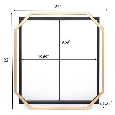 LuxenHome Gold And Black Metal Floating Frame Wall Accent Mirror Vanity Mirror 3 LuxenHome Gold And Black Metal Floating Frame Wall Accent Mirror Vanity Mirror - Image 3