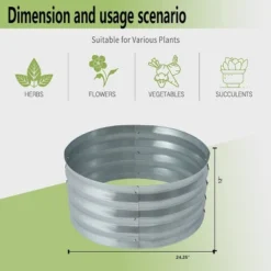 LuxenHome 2ft Round Galvanized Metal Raised Garden Bed Planter -LuxenHome GUEST 3d46593c c467 4bb5 9997 da57882cb34c