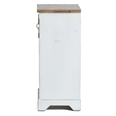 LuxenHome White And Natural Wood 2-Door Wine Cabinet 3 LuxenHome White And Natural Wood 2-Door Wine Cabinet - Image 3