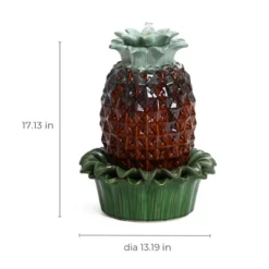 LuxenHome 17" Tabletop Ceramic Water Fountain, Pineapple Indoor And Outdoor Waterfall Fountains For Patio, Garden Decor Brown -LuxenHome GUEST 3e84a017 5f93 460e a115 35634922654f