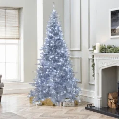 LuxenHome 7.5Ft Silver Christmas Tree With Cool White Lights, Full Pre-Lit Indoor/Outdoor Decor -LuxenHome GUEST 3ee458b3 9f5f 4877 9d7b 63c7098ed3c8