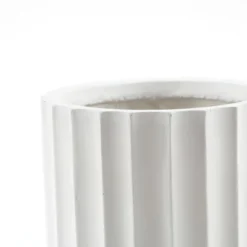 LuxenHome Tall MgO Planter, White Round Pot With Diamond & Fluted Texture -LuxenHome GUEST 3f3ec23c f236 4909 90a9 f13a954d519f