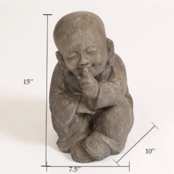 LuxenHome 15" Weathered Brown MgO Quiet Little Buddha Monk Garden Statue 11 LuxenHome 15" Weathered Brown MgO Quiet Little Buddha Monk Garden Statue -LuxenHome GUEST 3f41cfef 139a 4ed5 99ca b3ab167b773e