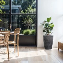 LuxenHome 17" H Ceramic Tall Planter Indoor Outdoor Large Plant Pot With Drainage Hole And Plug Modern Sea Gray Glazed Flower Pot Planter -LuxenHome GUEST 3faa6379 b02b 482a 9964 d9bdf66074f4