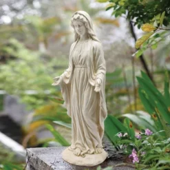 LuxenHome 30.5" H Virgin Mary Indoor Outdoor Statue Garden Statues, Gray Or Ivory -LuxenHome GUEST 3feef617 9312 4888 9387 076642c8d318