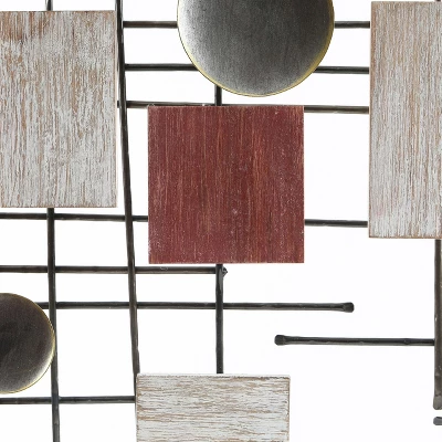 LuxenHome Metal And Wood Geometric Abstract Wall Art 5 LuxenHome Metal And Wood Geometric Abstract Wall Art - Image 5