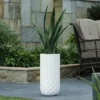 LuxenHome White 24.88" Tall Round MgO Planter