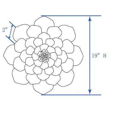 LuxenHome Green, Gold, And White Metal Flower Wall Decor 2 LuxenHome Green, Gold, And White Metal Flower Wall Decor - Image 2