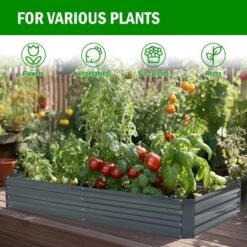 LuxenHome Galvanized Steel Rectangular 6-Ft X 3-Ft Raised Garden Bed Planter, Gray -LuxenHome GUEST 41441d75 9b25 4b11 aa7e 021ffc0e6b17