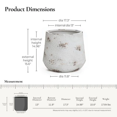 LuxenHome Rustic Planter – Off-White Round MgO Pot With Brown Accents & Plug 2 LuxenHome Rustic Planter – Off-White Round MgO Pot With Brown Accents & Plug - Image 2