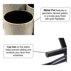 LuxenHome Set Of 3 Gray And Gold Metal Cachepot Planters With Black Stand 18 LuxenHome Set Of 3 Gray And Gold Metal Cachepot Planters With Black Stand -LuxenHome GUEST 417e1cc8 1723 475f 8a7f adea77878557