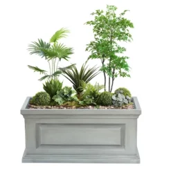 LuxenHome Gray MgO Rectangular Box Flower Pot Planter -LuxenHome GUEST 41d6b1c5 bdf2 4895 8f36 76c0f24172bf