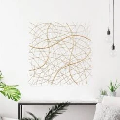 LuxenHome 26.4" Square Gold Abstract Metal Wall Decor -LuxenHome GUEST 421e6283 ee61 48a3 a688 84bde22c8edc