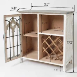 LuxenHome Distressed White And Gray Wood 1-Door Storage Wine Cabinet 17 LuxenHome Distressed White And Gray Wood 1-Door Storage Wine Cabinet -LuxenHome GUEST 4269a5ae 66a5 4737 bc90 ab26961dc130