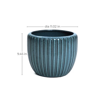 LuxenHome 11" Dia Ceramic Pot For Indoor Plants Large Outdoor Plant Pot Modern Decorative Glazed Flower Pot Round Planter Pot 8 LuxenHome 11" Dia Ceramic Pot For Indoor Plants Large Outdoor Plant Pot Modern Decorative Glazed Flower Pot Round Planter Pot - Image 8
