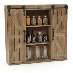 LuxenHome Farmhouse Wood Sliding 2-Door Wall Storage Cabinet -LuxenHome GUEST 4335259b aab4 4413 91b4 e3bd1f6d5794