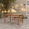 LuxenHome Natural Solid Wood 6-Person 59-Inch Long Rectangle Outdoor Dining Table Brown
