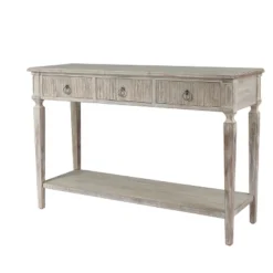 LuxenHome Whitewashed Wood 3-Drawer 1-Shelf Console And Entry Table 16 LuxenHome Whitewashed Wood 3-Drawer 1-Shelf Console And Entry Table -LuxenHome GUEST 43c2e658 f867 4588 b09f 6b3c2657d8ed